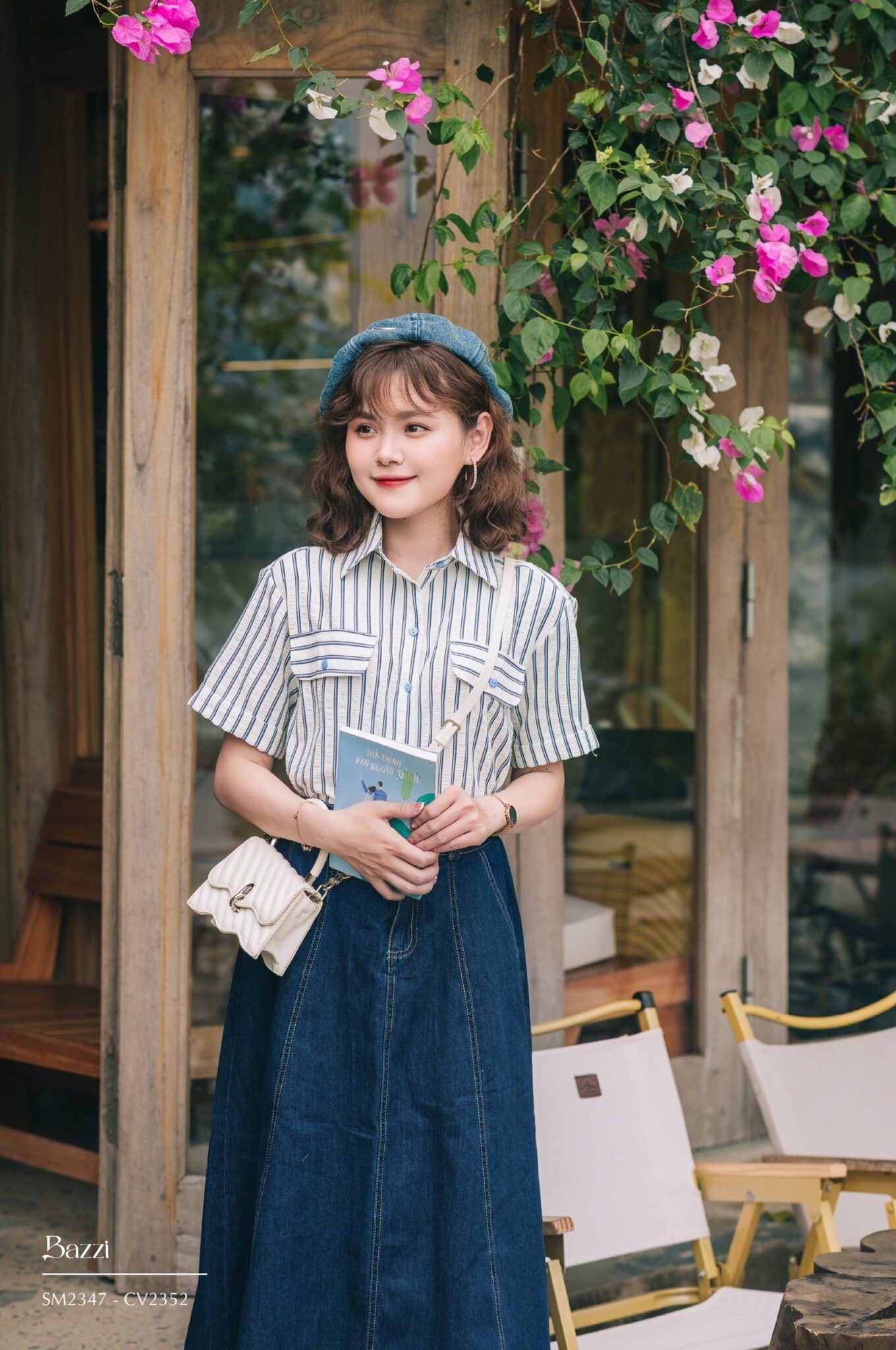 CV2352 - Chân váy bò xoè trơn